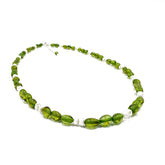 Green Amber Nuggets Necklace Sterling Silver
